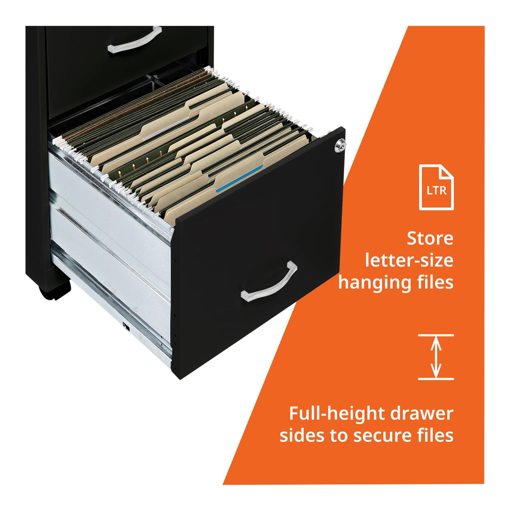 2-Drawer Mobile File Cabinet, Black A660