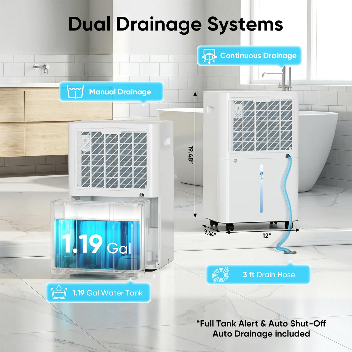 52-Pint 4,500 Sq Ft Dehumidifier with Drain Hose C470