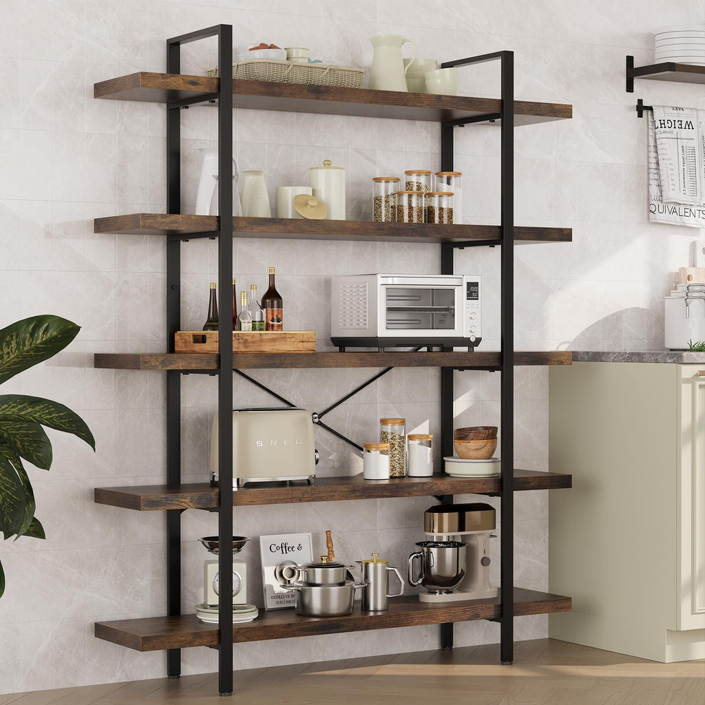 5 Tier Rustic Open Bookshelf U3903