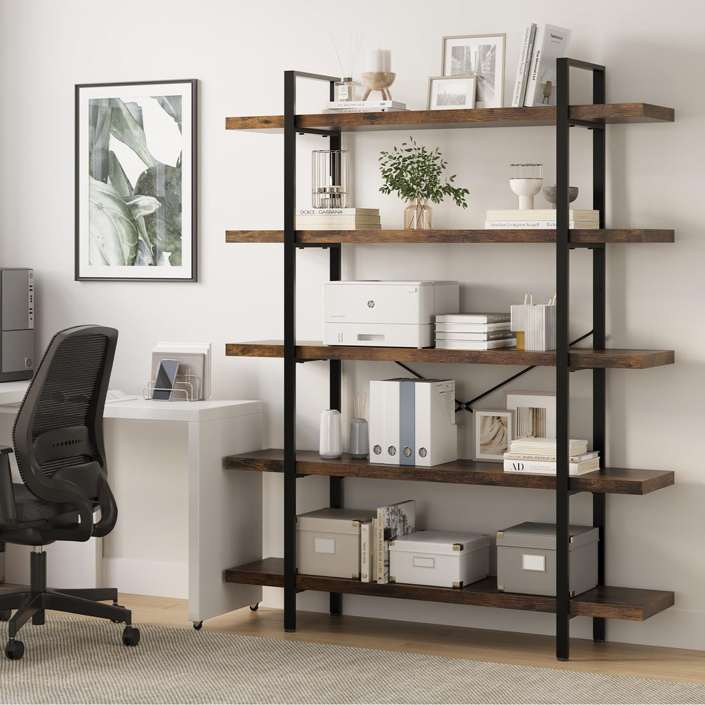 5 Tier Rustic Open Bookshelf U3903