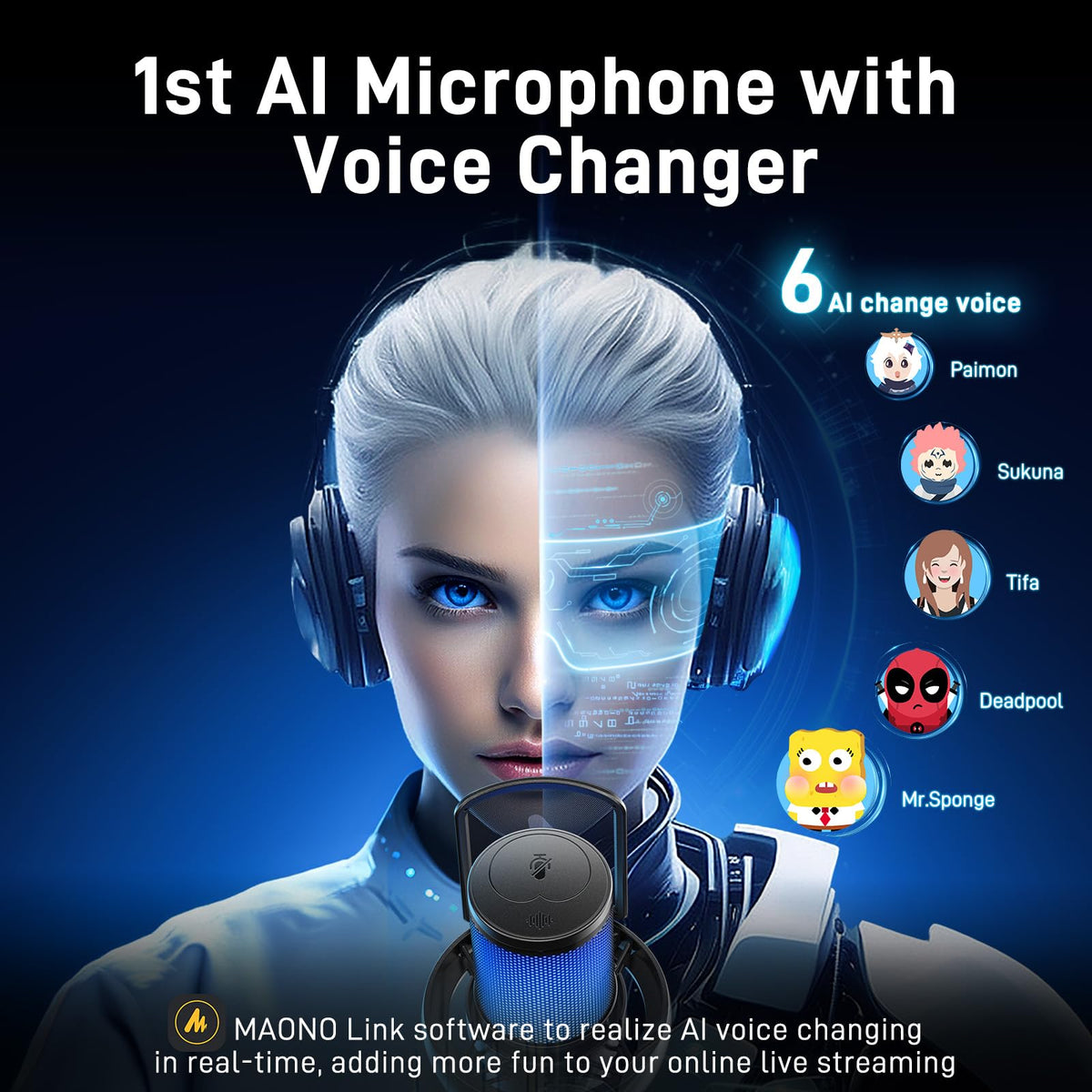 Wireless RGB Condenser Microphone with Boom Arm Q984636