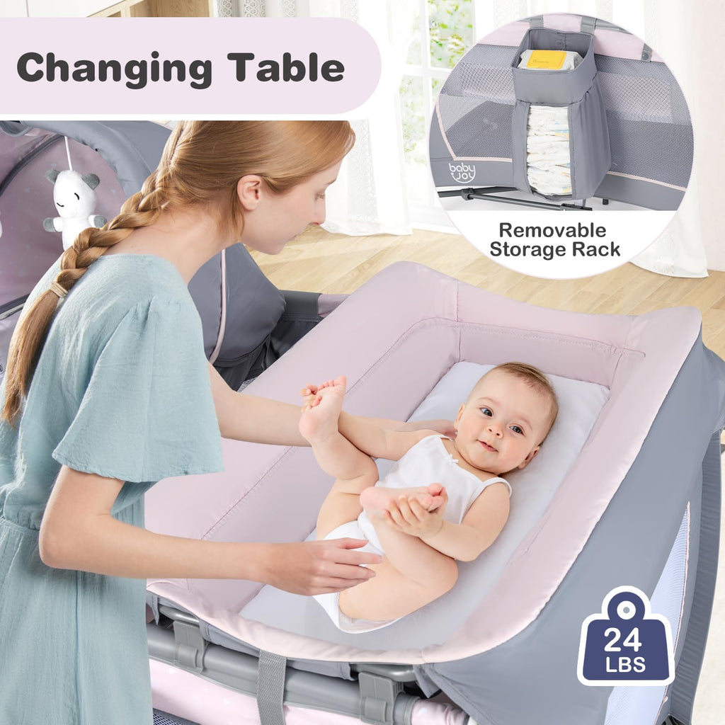 5 in 1 Pack and Play with Bassinet and Diaper Changing Table P109