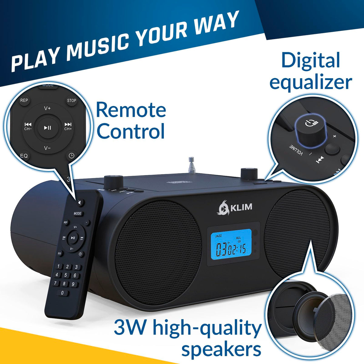 Portable CD Player Boombox with AM FM Radio and Bluetooth R68997
