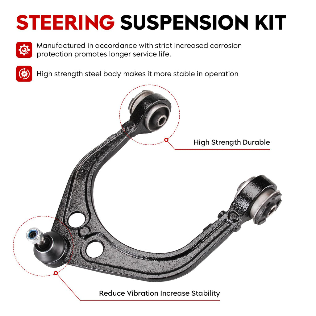 Upper and Lower Control Arms Suspension Kit with Ball Joints Tie Rod End 14pcs X18973