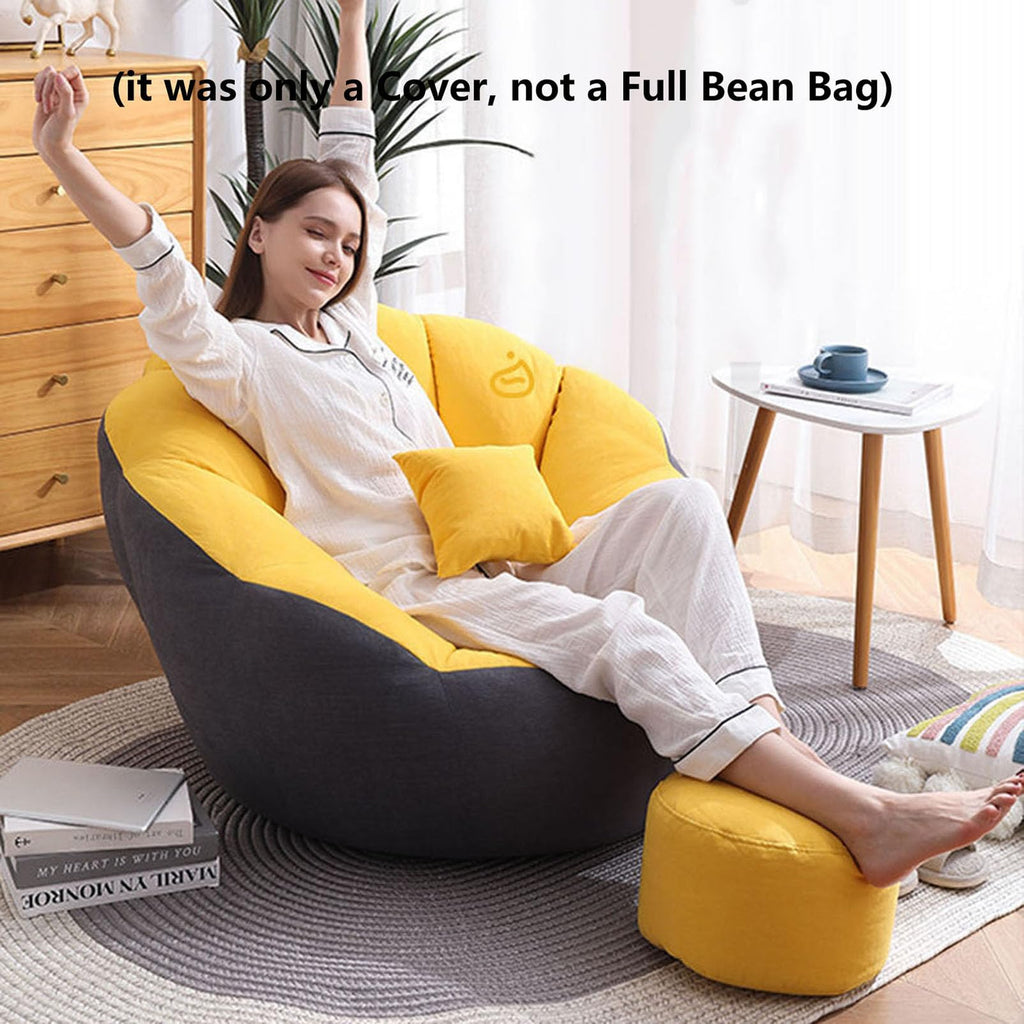 Soft Cotton Hemp Bean Bag Chair Cover White Gray Yellow S679549