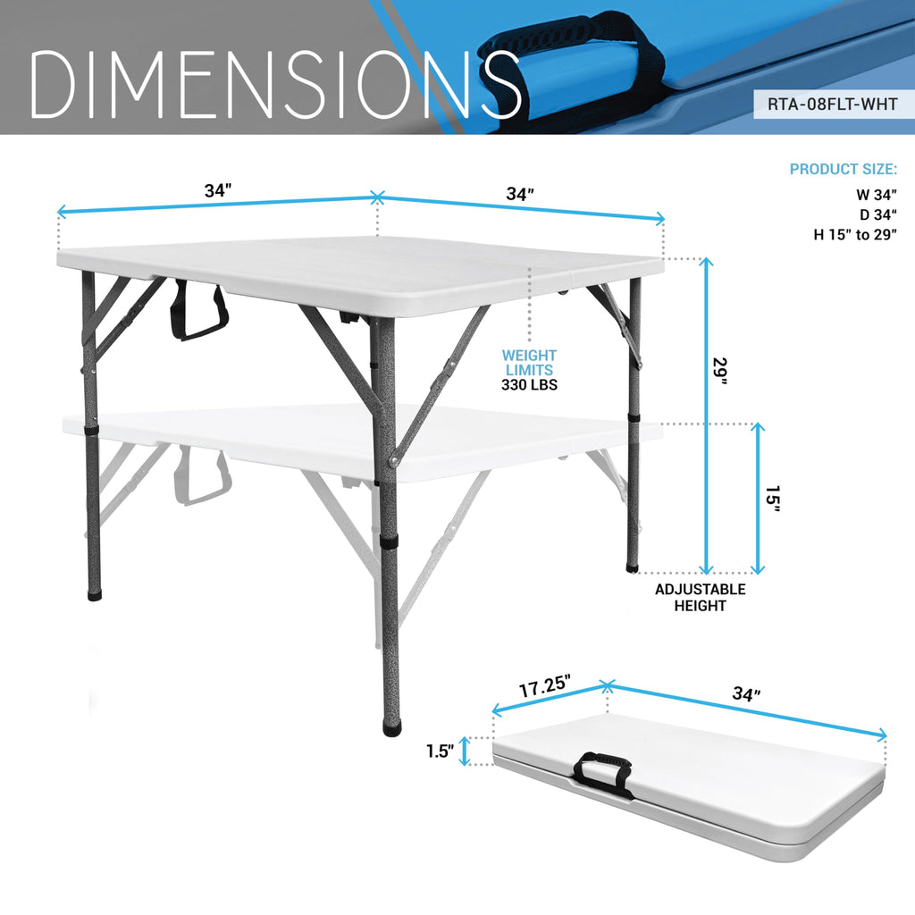 White Square Folding Table with Carry Handle P60342