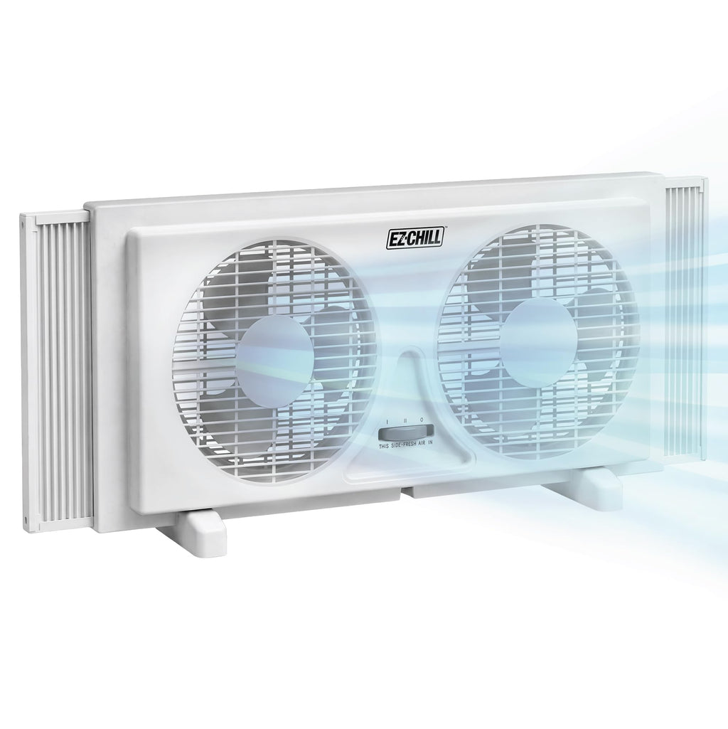9" Twin Window Fan with Manual Reversible Airflow, 2 Speed, White W206387