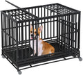 48 inch Metal Dog Crate with Wheels and Tray Y13181