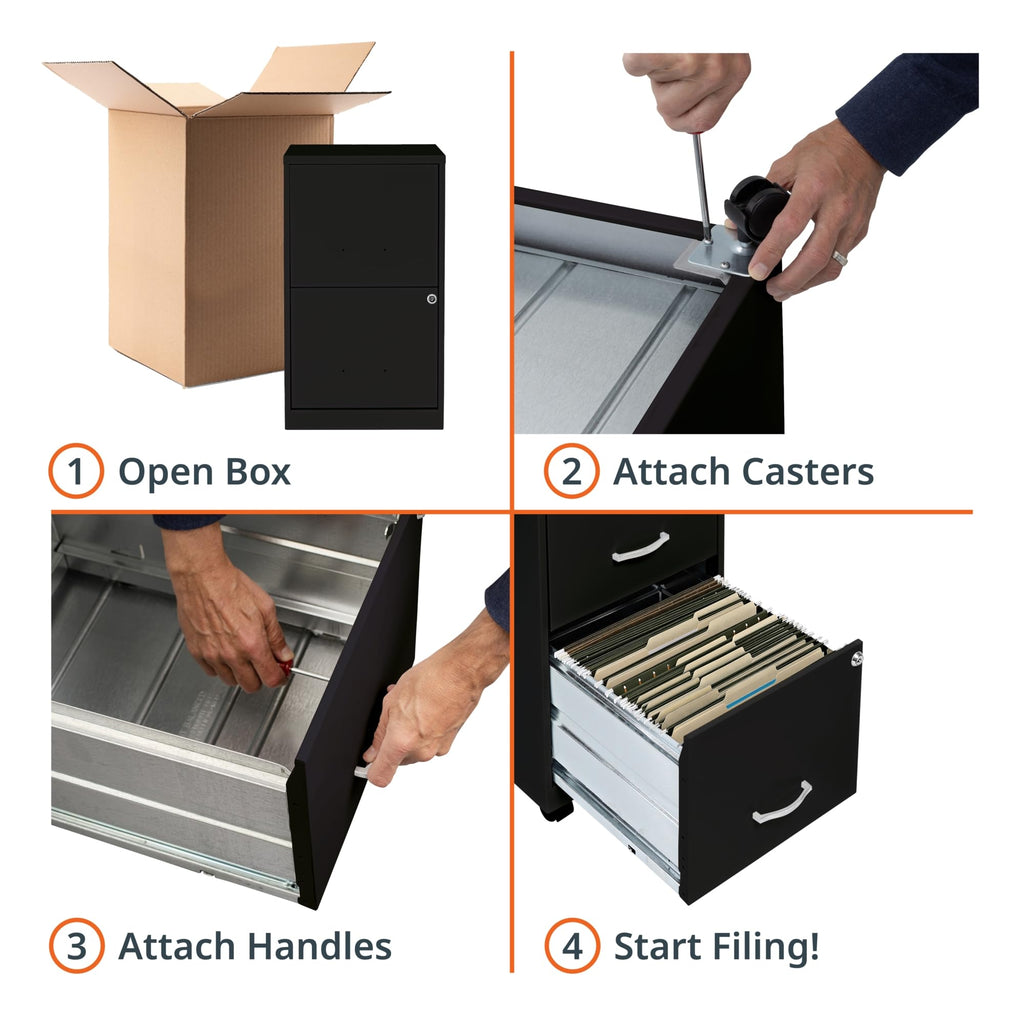 2-Drawer Mobile File Cabinet, Black A660
