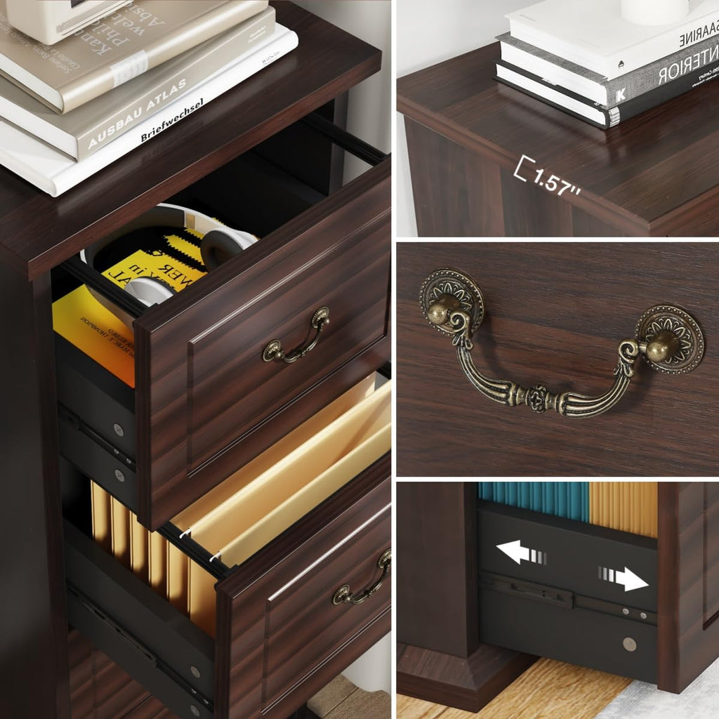 4 Drawer Dark Walnut File Cabinet N59920