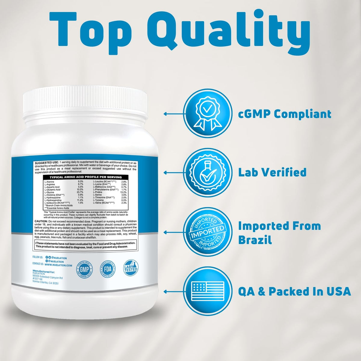 Grass Fed Hydrolyzed Bovine Collagen Peptides Powder 1LB Unflavored E38481