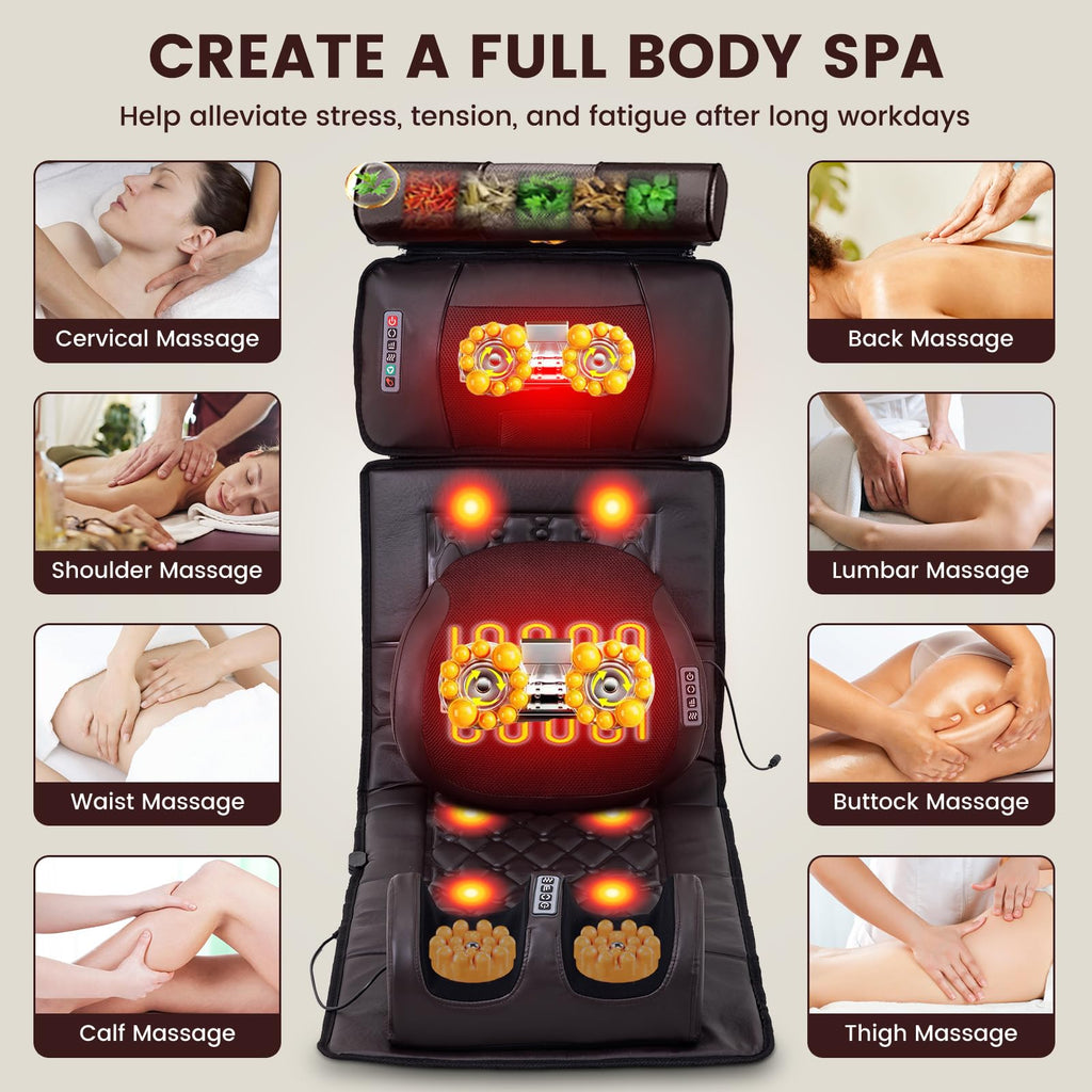 Full Body Massage Mat with 10 Vibration Heads, 9 Speeds & 3 Heat Levels U239