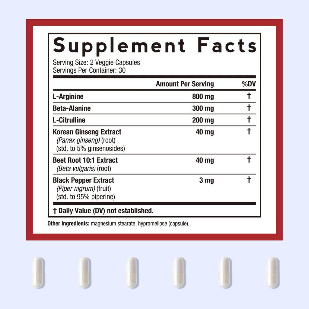 Nitric Oxide Booster 1380 mg 60 Vegan Caps U285057
