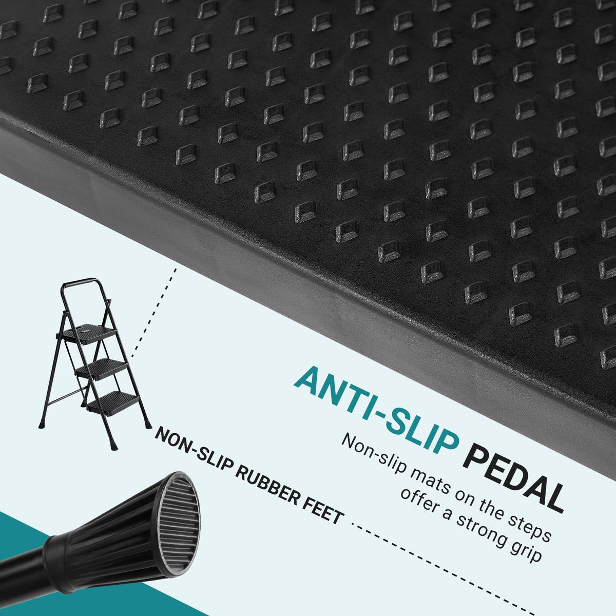 3 Step Ladder 500lbs Capacity Foldable Step Stool R6735