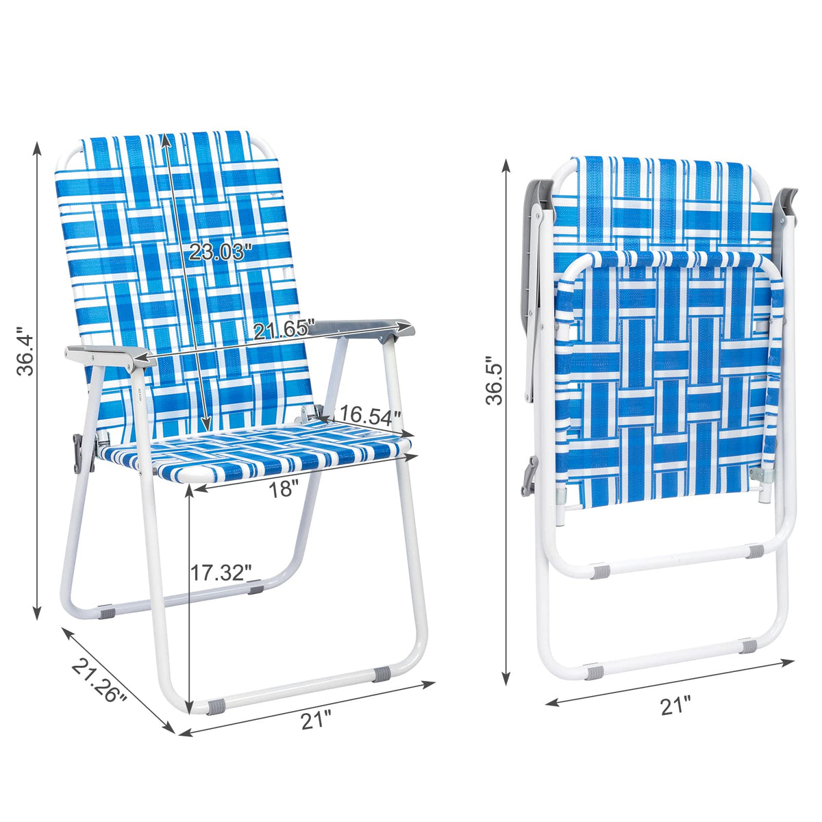 Set of 2 Blue Webbed Folding Camping Chairs Q26612