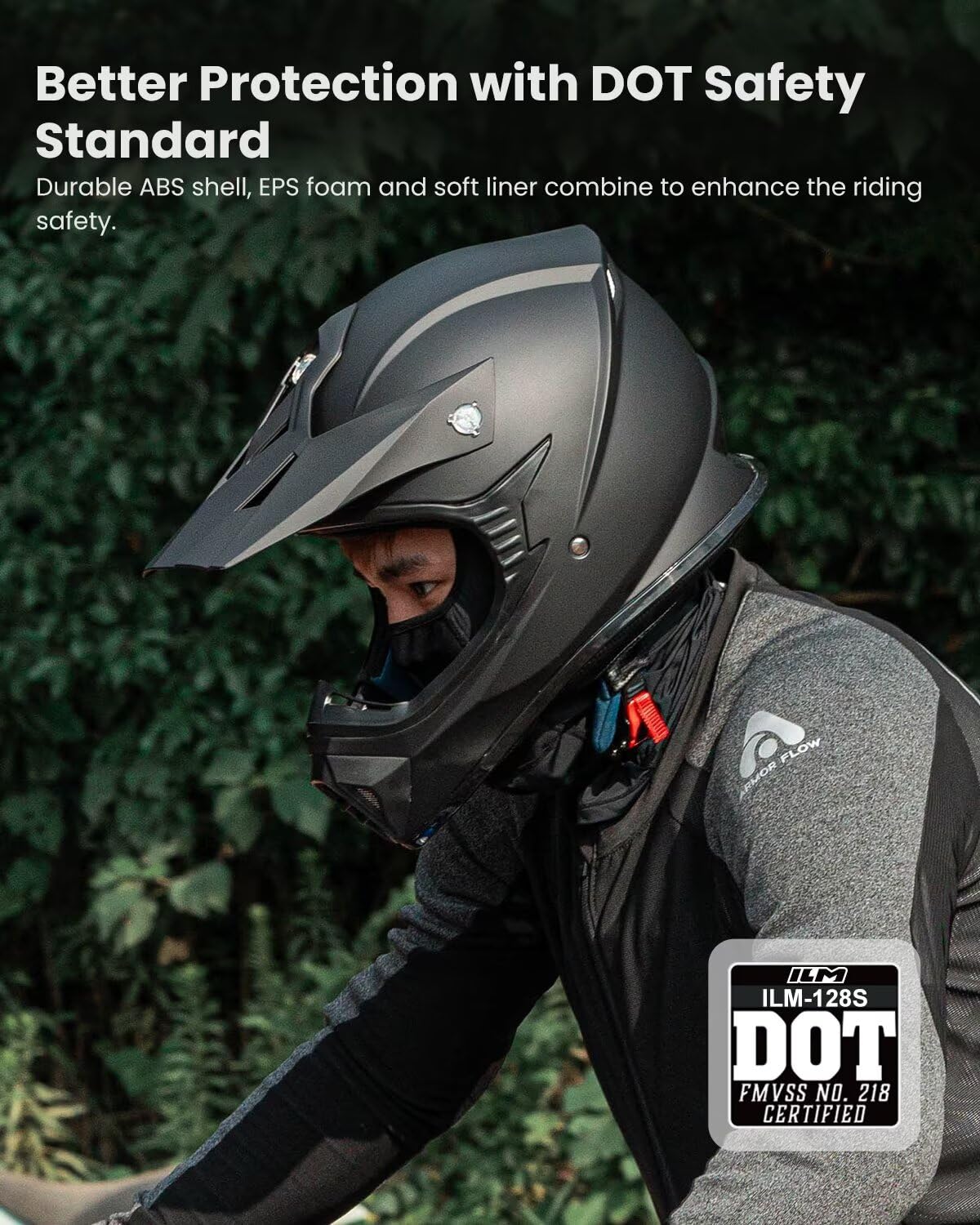 Adult Full Face Motorcycle Helmet, DOT Approved, Matte Black W14561