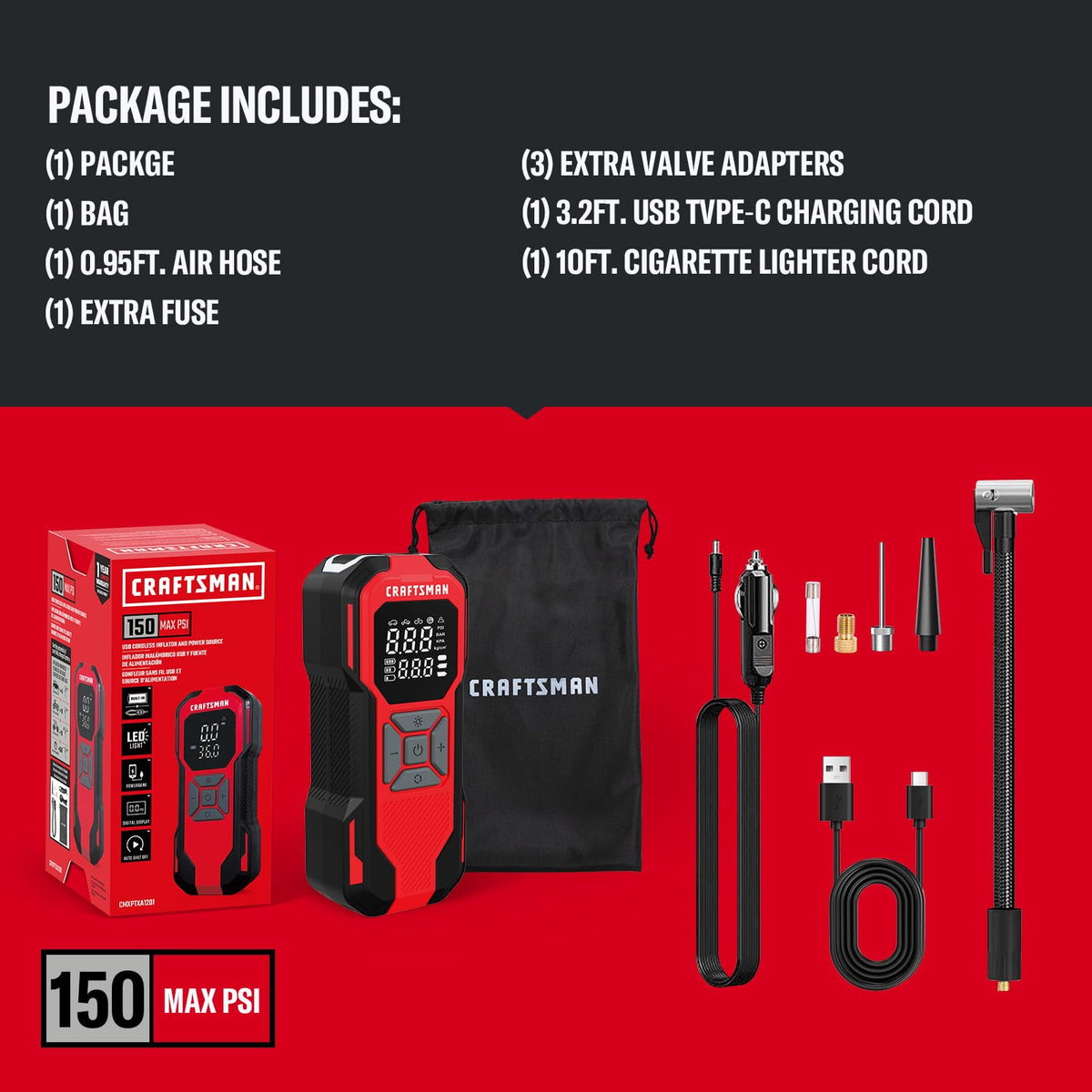 Cordless Portable Air Compressor with Digital Tire Pressure Gauge J40883