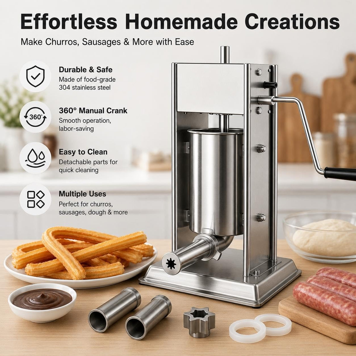 3L 304 Stainless Steel Sausage Stuffer & Churro Maker U796