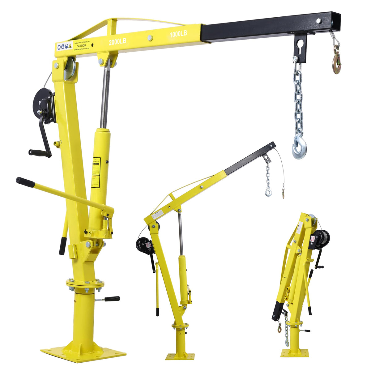 2000 lbs Folding Truck Crane with Hydraulic Winch I9860