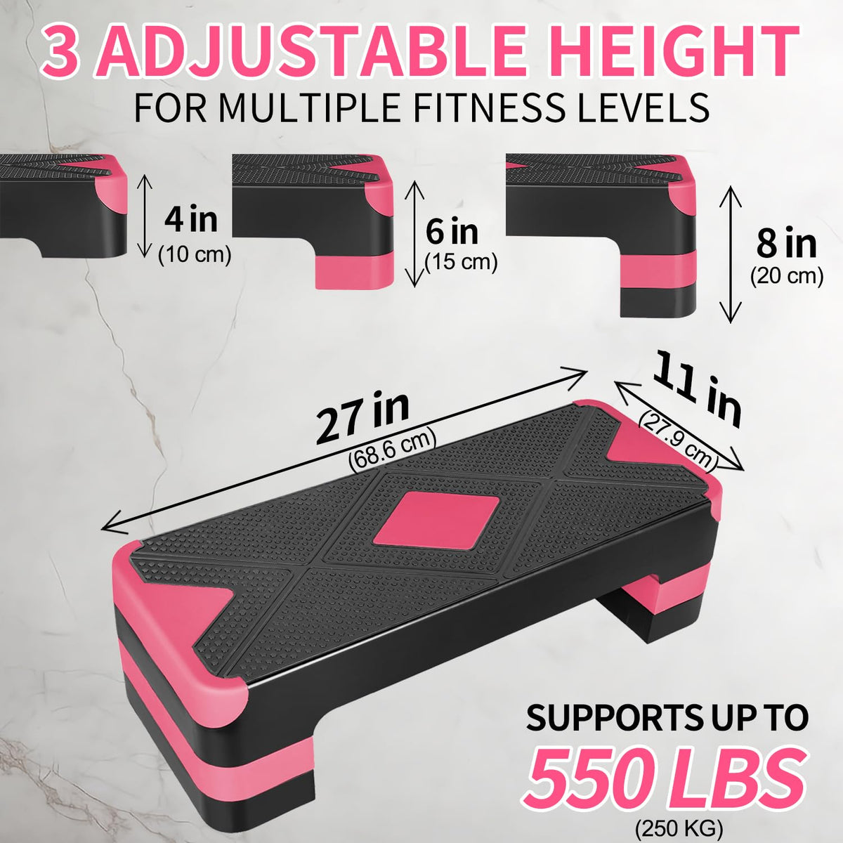 27" Adjustable Aerobic Exercise Step Platform I370006