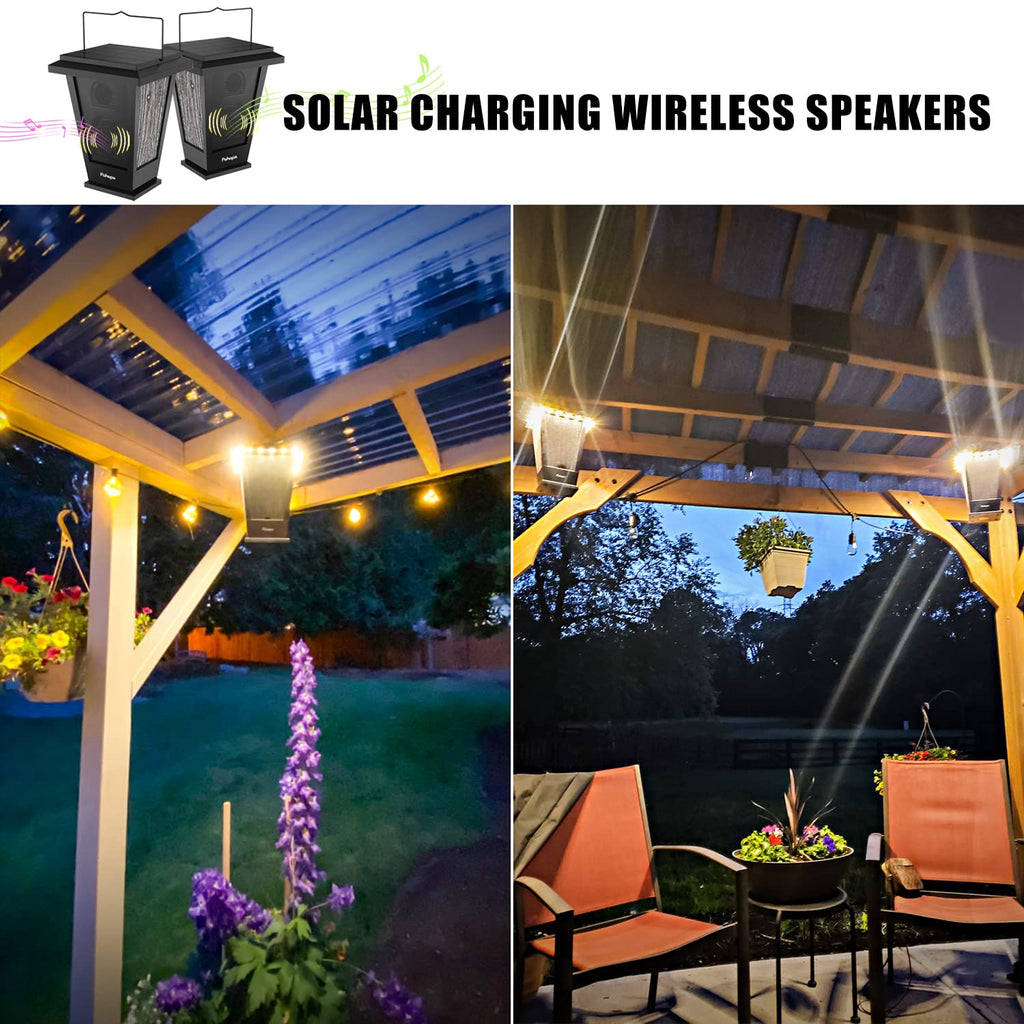 Black Waterproof Solar Powered 2 Packs Bluetooth Speakers P1927