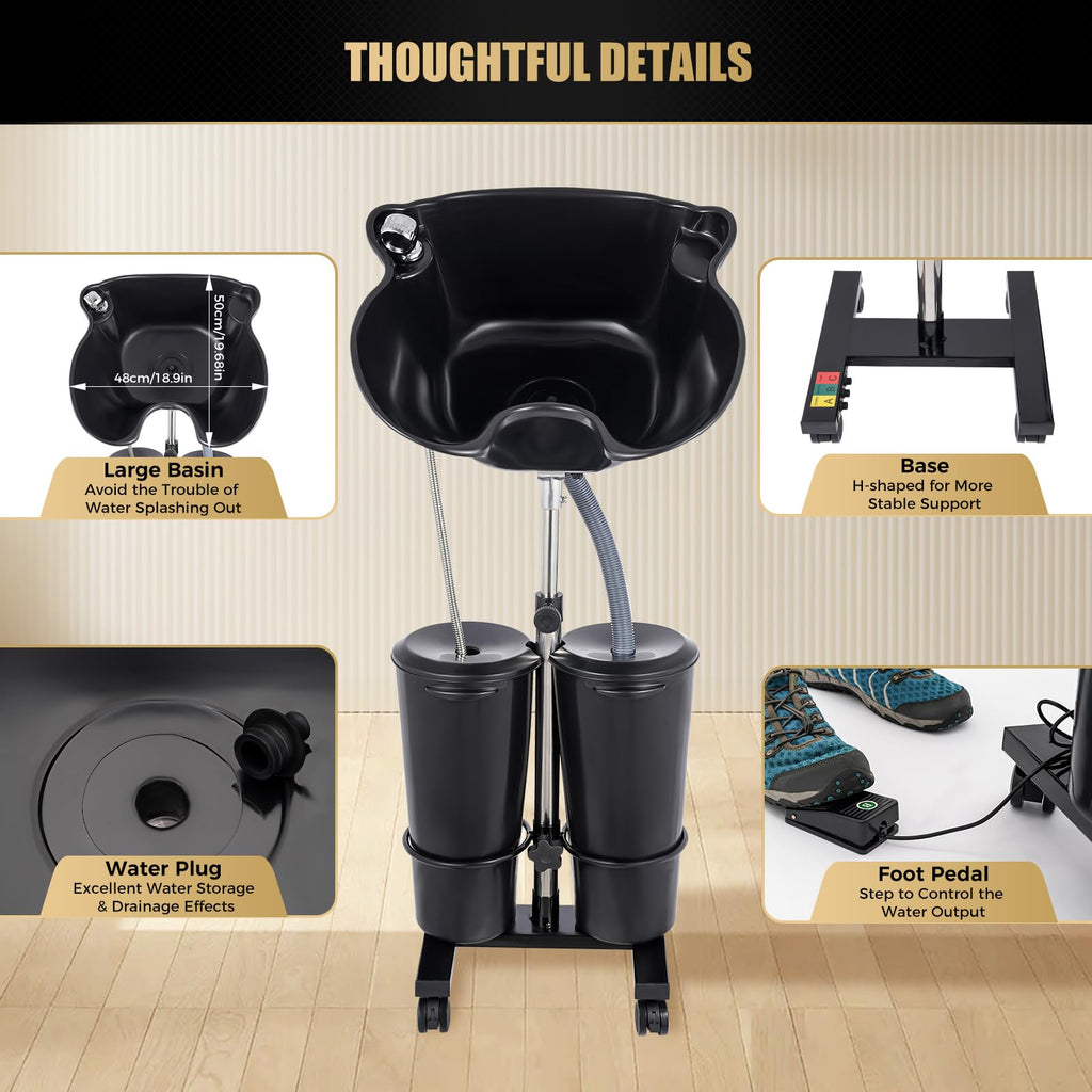 Portable Shampoo Basin with Electric Pump and Wheel O84139