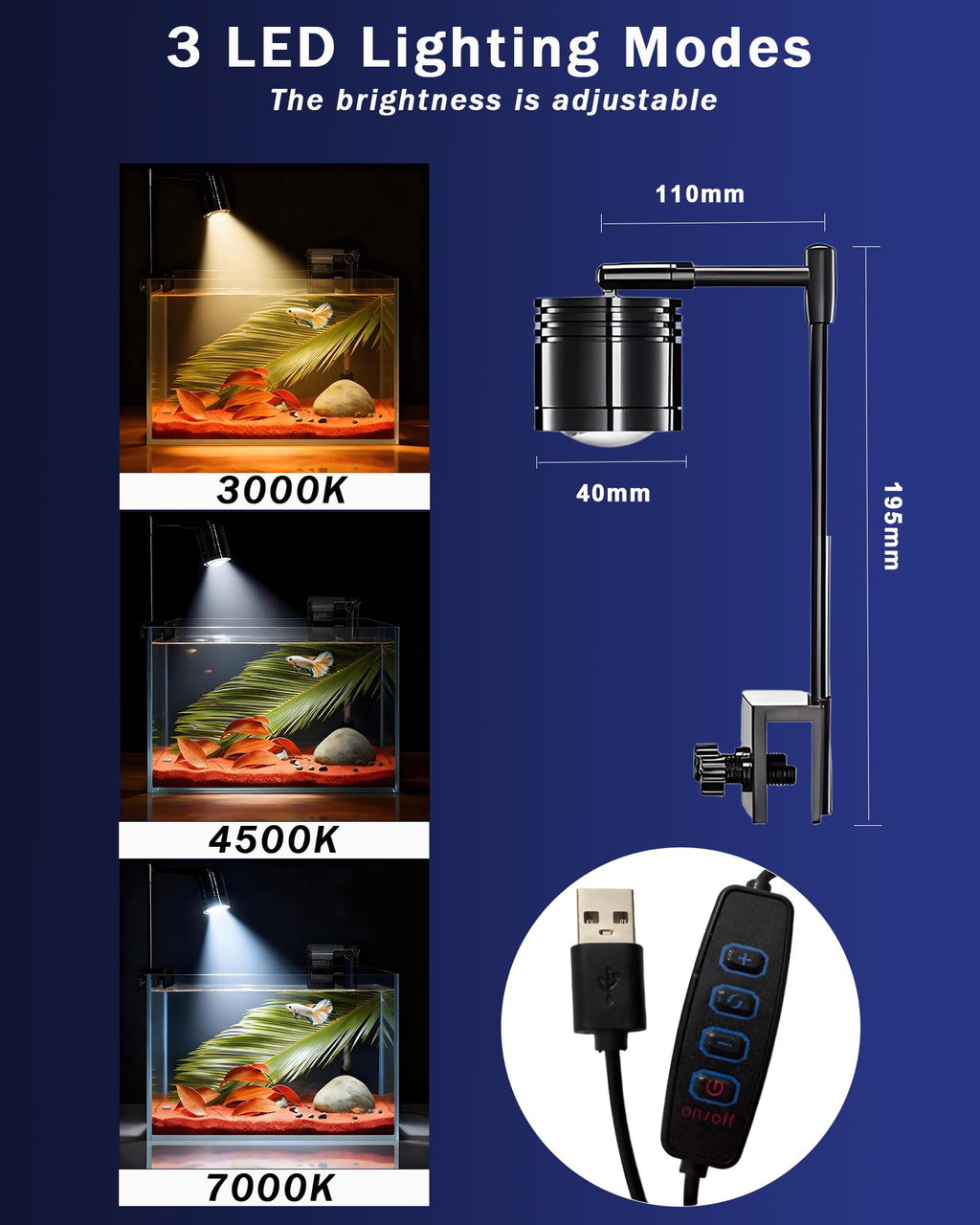3 Gallon Ultra-Clear Glass Fish Tank with Filter and Led Light P584570