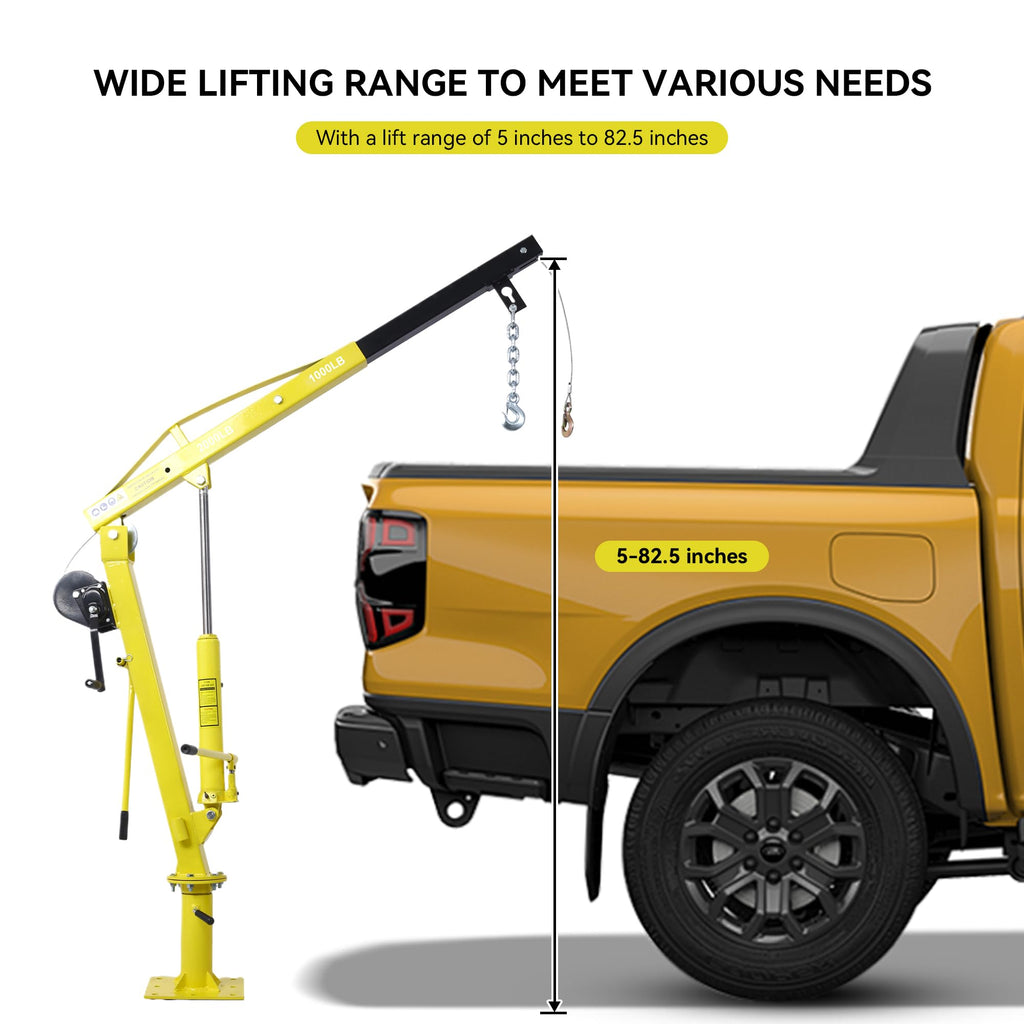 2000 lbs Folding Truck Crane with Hydraulic Winch I9860