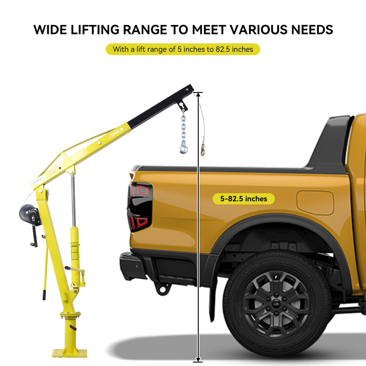 2000 lbs Folding Truck Crane with Hydraulic Winch I9860