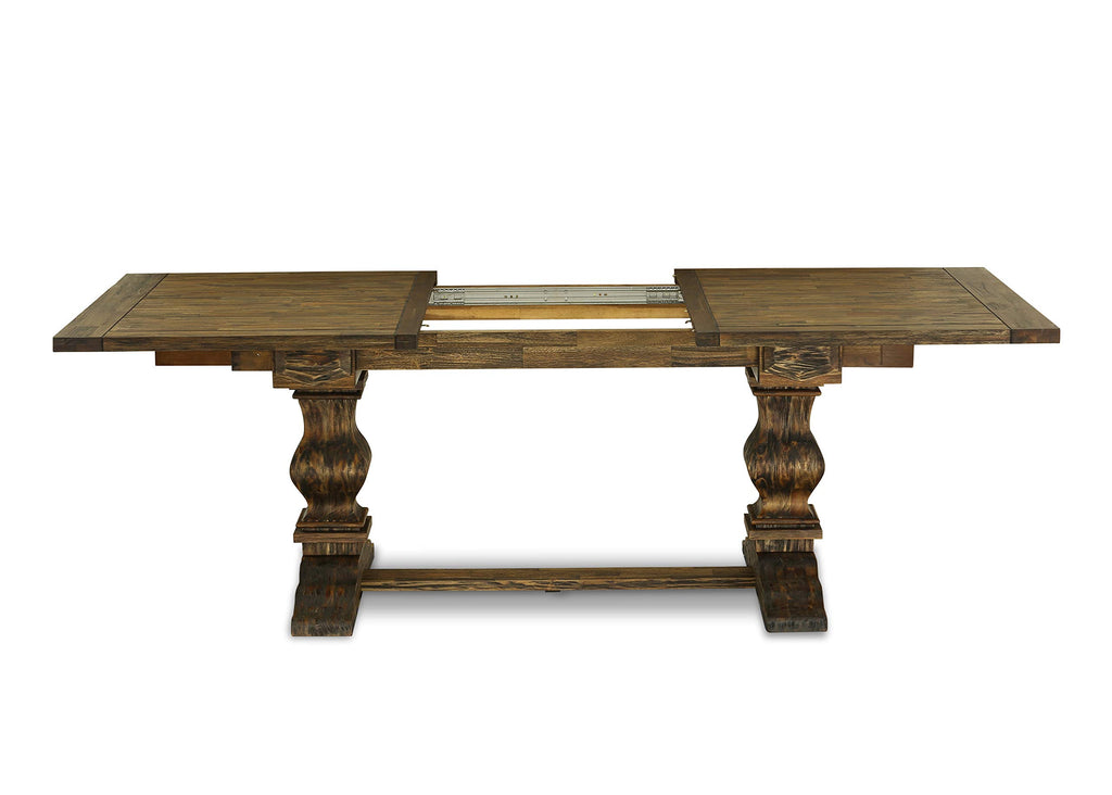 9 Piece Walnut Dining Table Set with 8 Grey Linen Chairs R79946