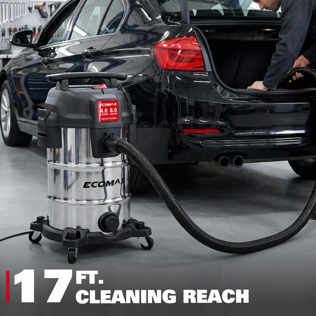 8 Gallon Stainless Steel Wet and Dry Shop Vacuum E717