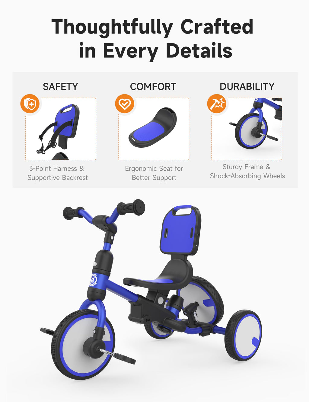 Toddler Tricycle with Push Handle X992519
