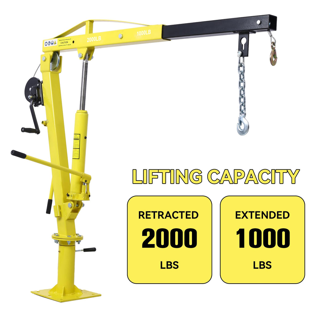 2000 lbs Folding Truck Crane with Hydraulic Winch I9860
