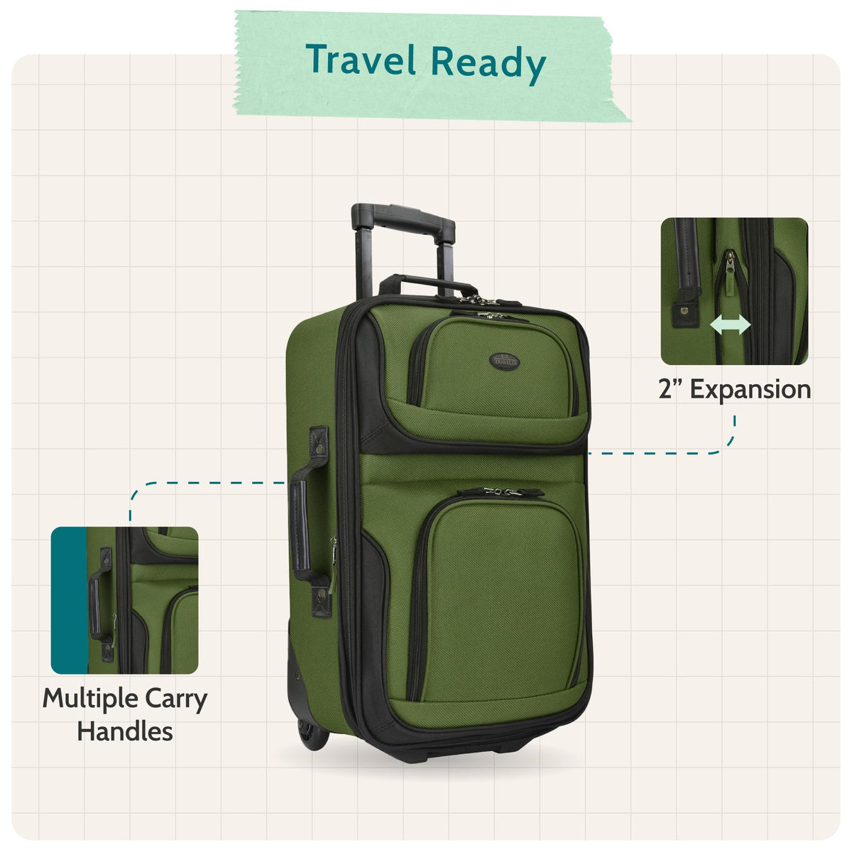 Lightweight Softside Rolling Carry-on Suitcase F16626