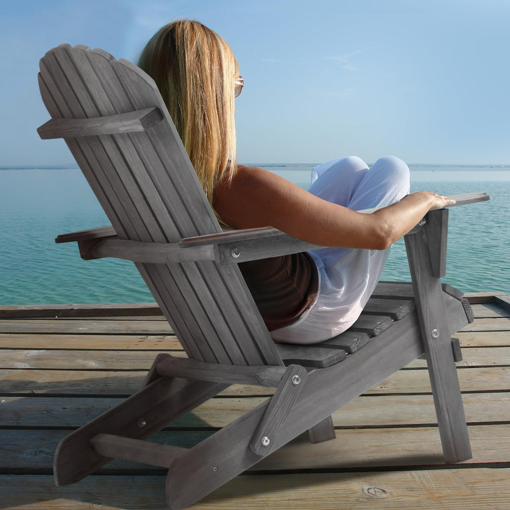 Wood Folding Adirondack Chair Set of 2 Solid Cedar M218