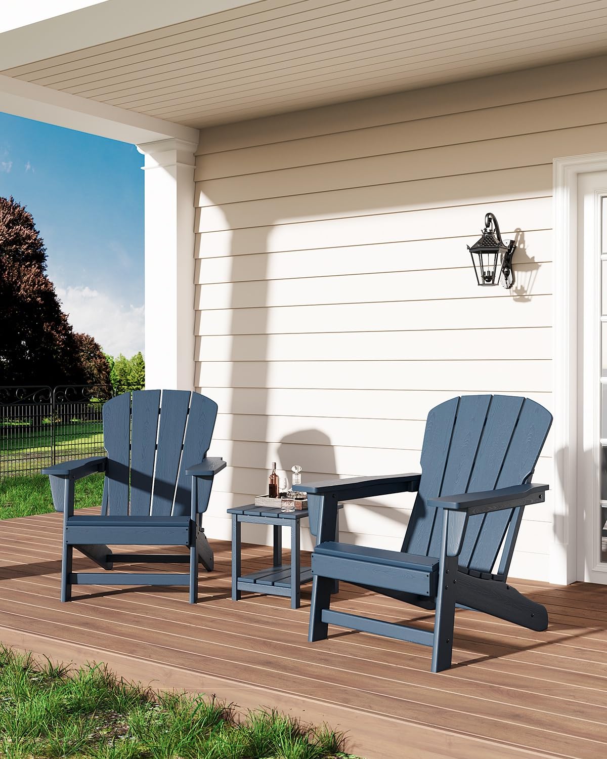 Oversize Navy Blue HDPE Plastic Adirondack Chair Y326