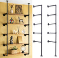 Black Iron Pipe Shelf Bracket, 2Pcs 5 Tier 68" Tall M3642