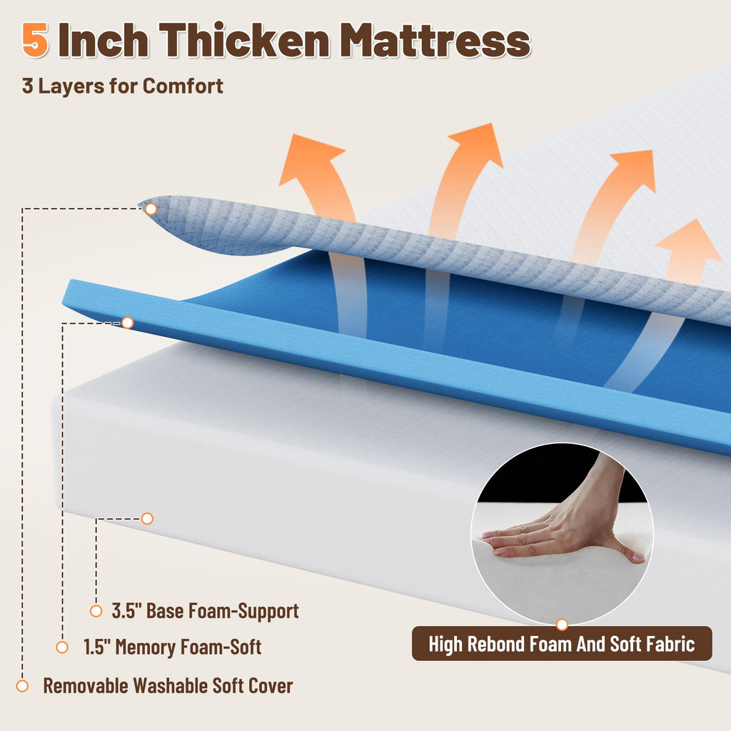 Full Size Folding Bed with Memory Foam Mattress U70221