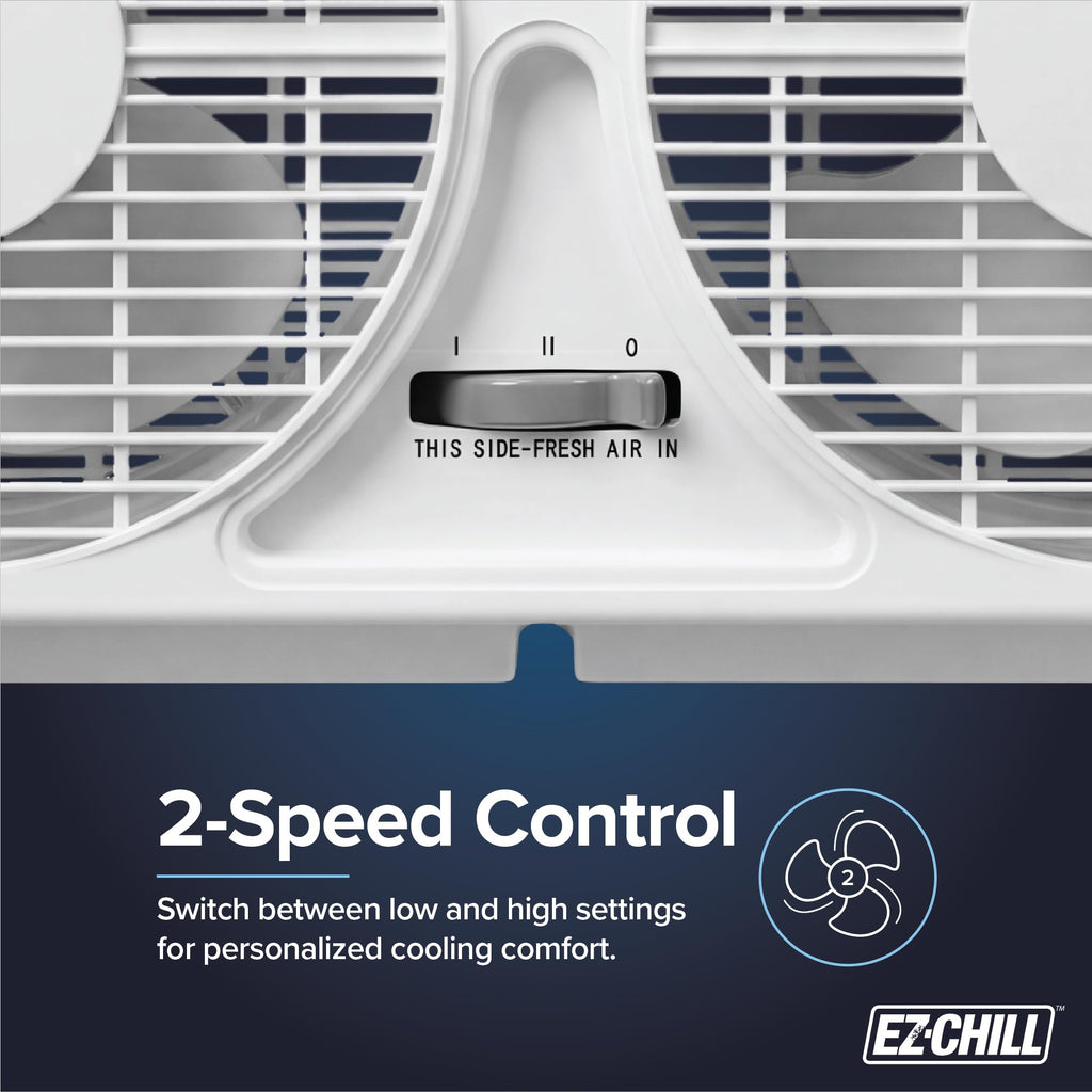 9" Twin Window Fan with Manual Reversible Airflow, 2 Speed, White W206387