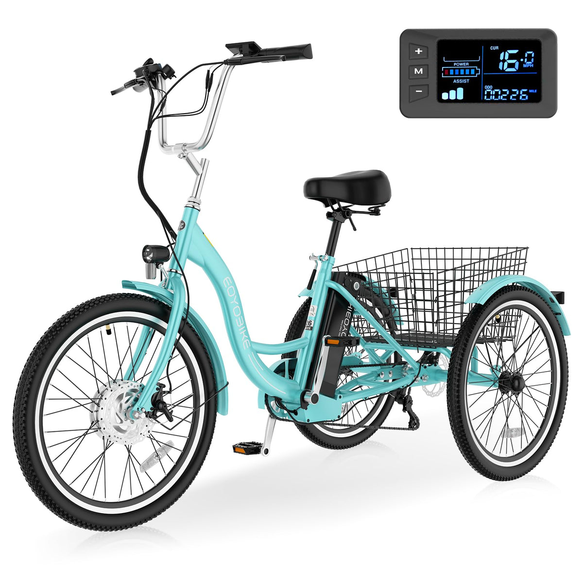 24/26 Inch 350W Electric Tricycle with Removable 36V Battery and Rear Basket R19957