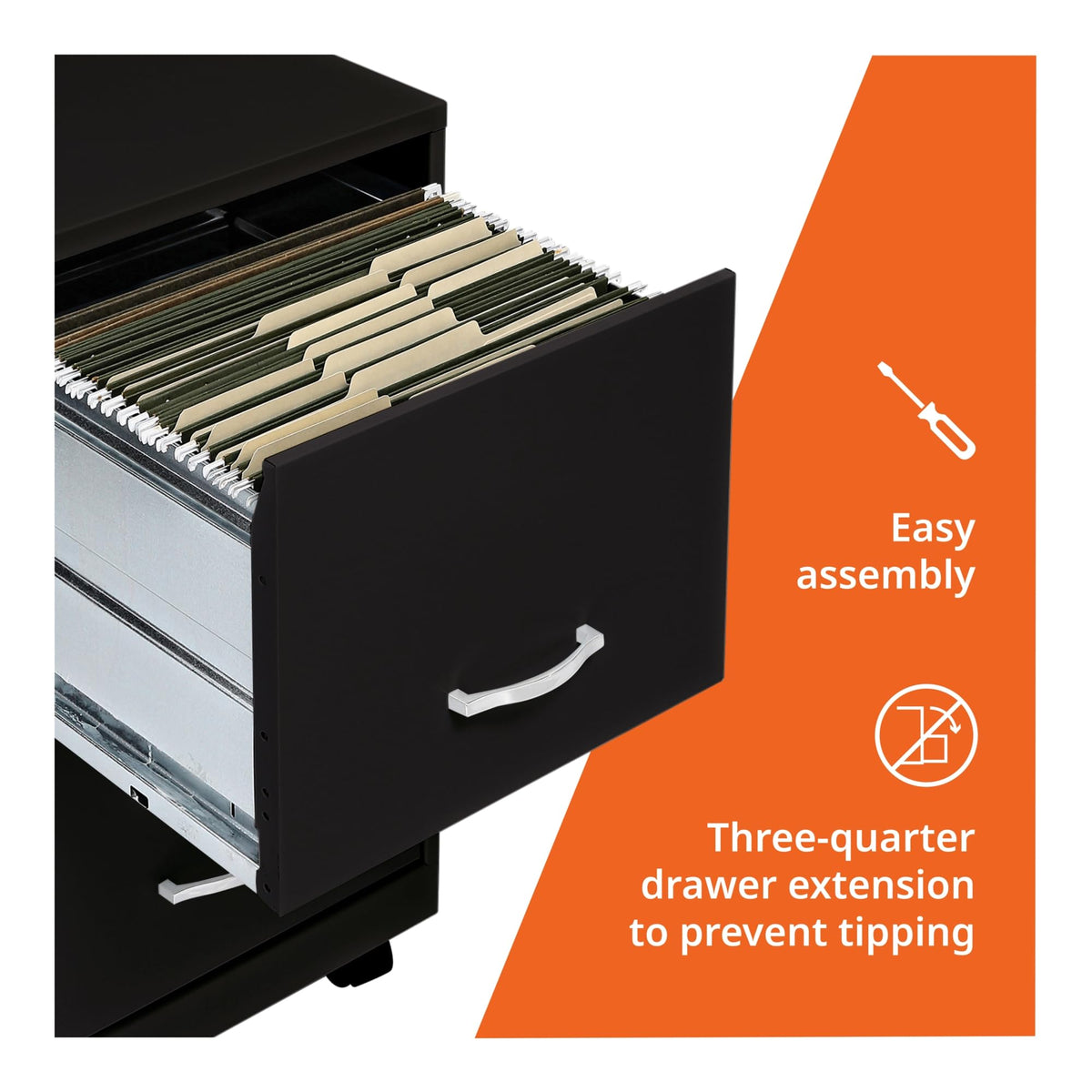 2-Drawer Mobile File Cabinet, Black A660