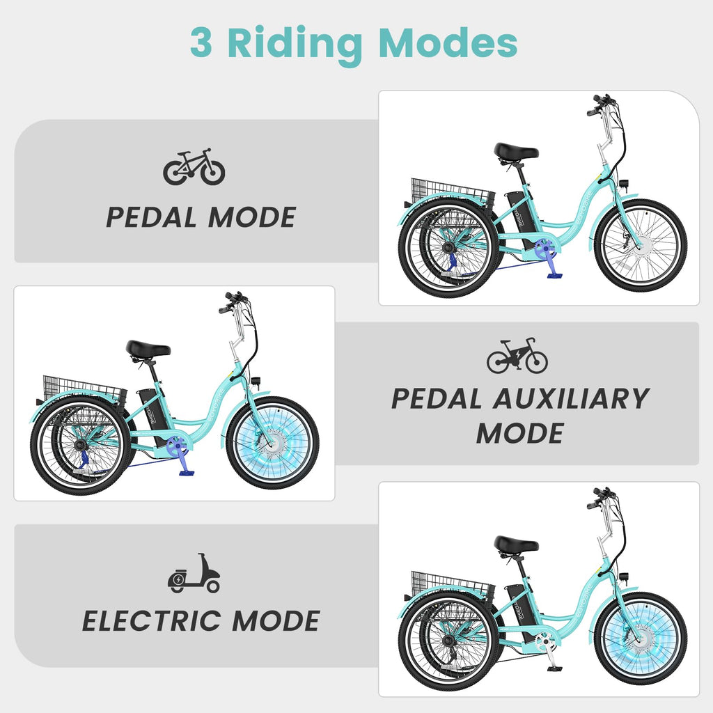 24/26 Inch 350W Electric Tricycle with Removable 36V Battery and Rear Basket R19957