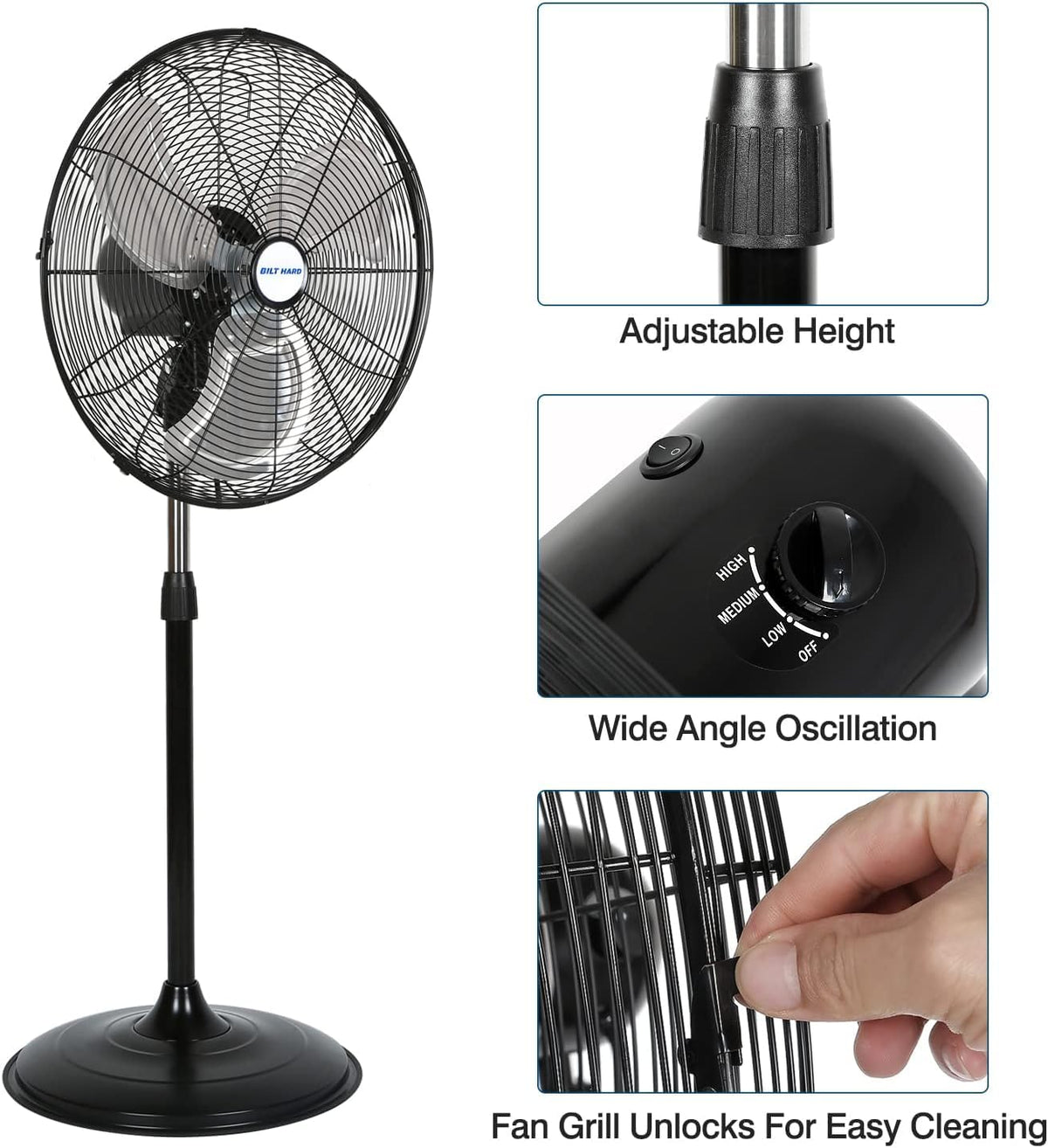 20" High Velocity 3-Speed Oscillating Pedestal Fan, 2 Pack S34447