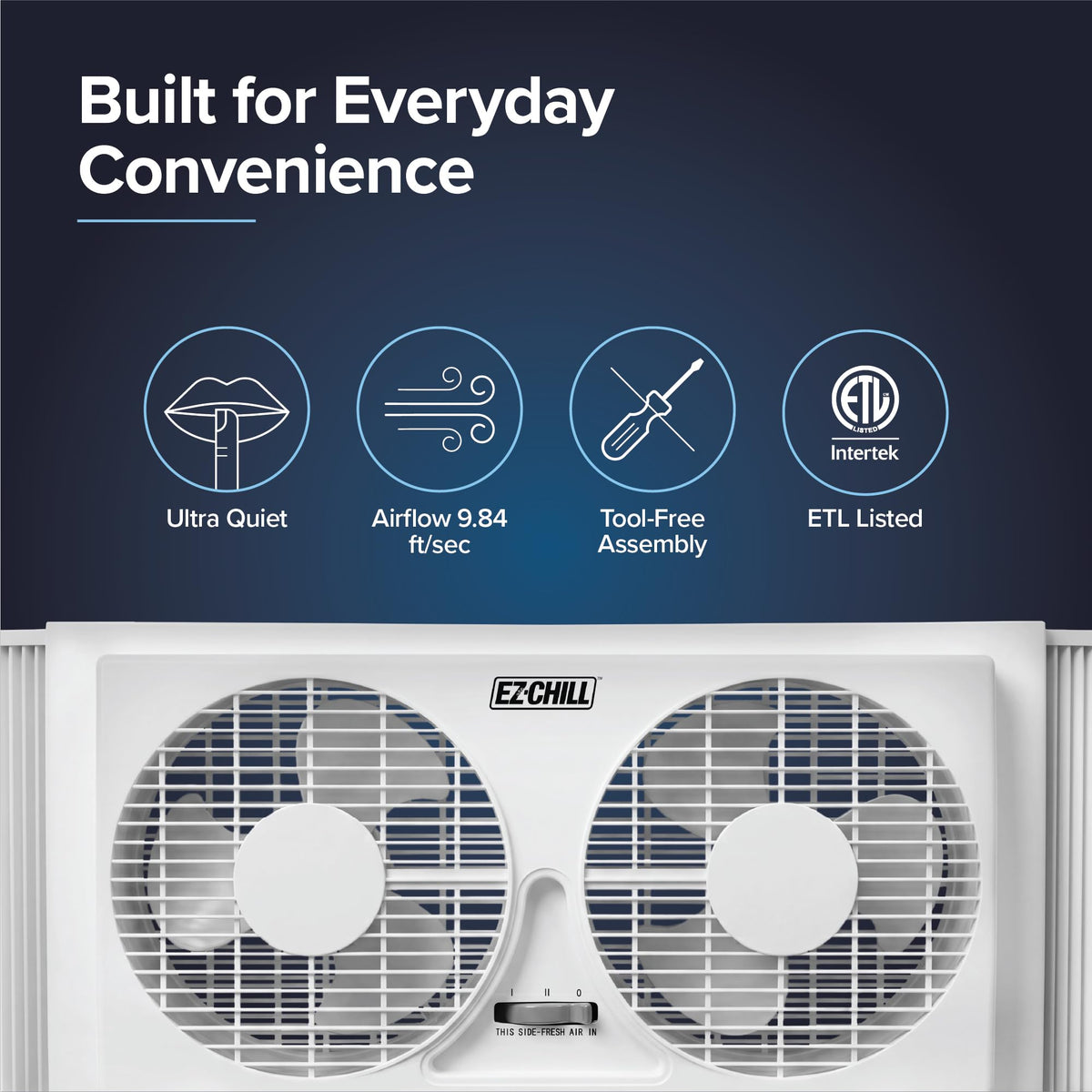 9" Twin Window Fan with Manual Reversible Airflow, 2 Speed, White W206387
