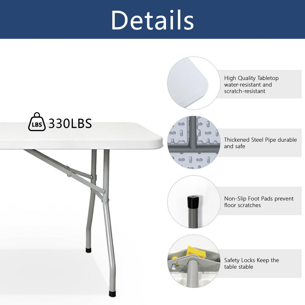 6ft White Folding Table B157