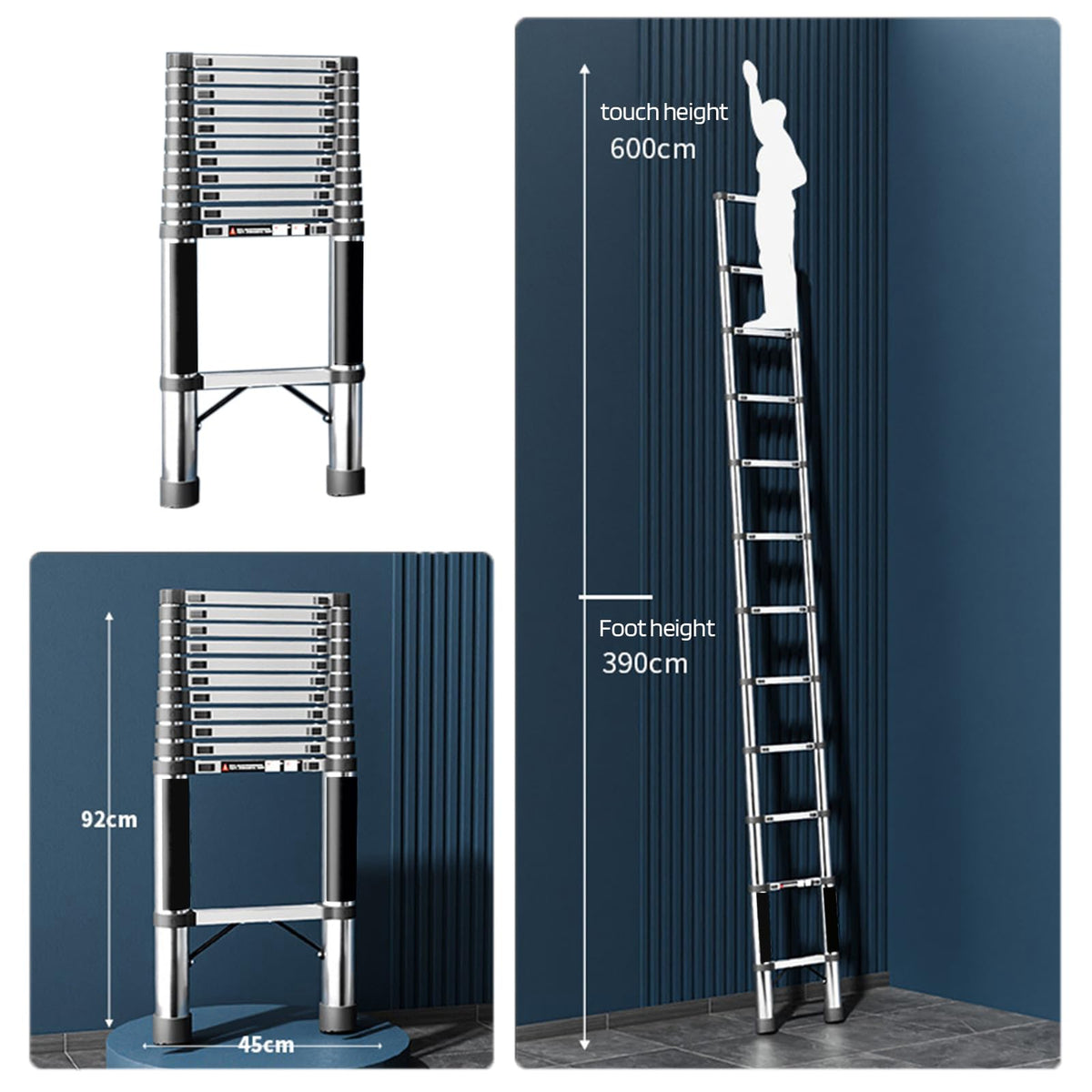 Telescoping Stainless Steel Extension Ladder 330 lbs Y5139