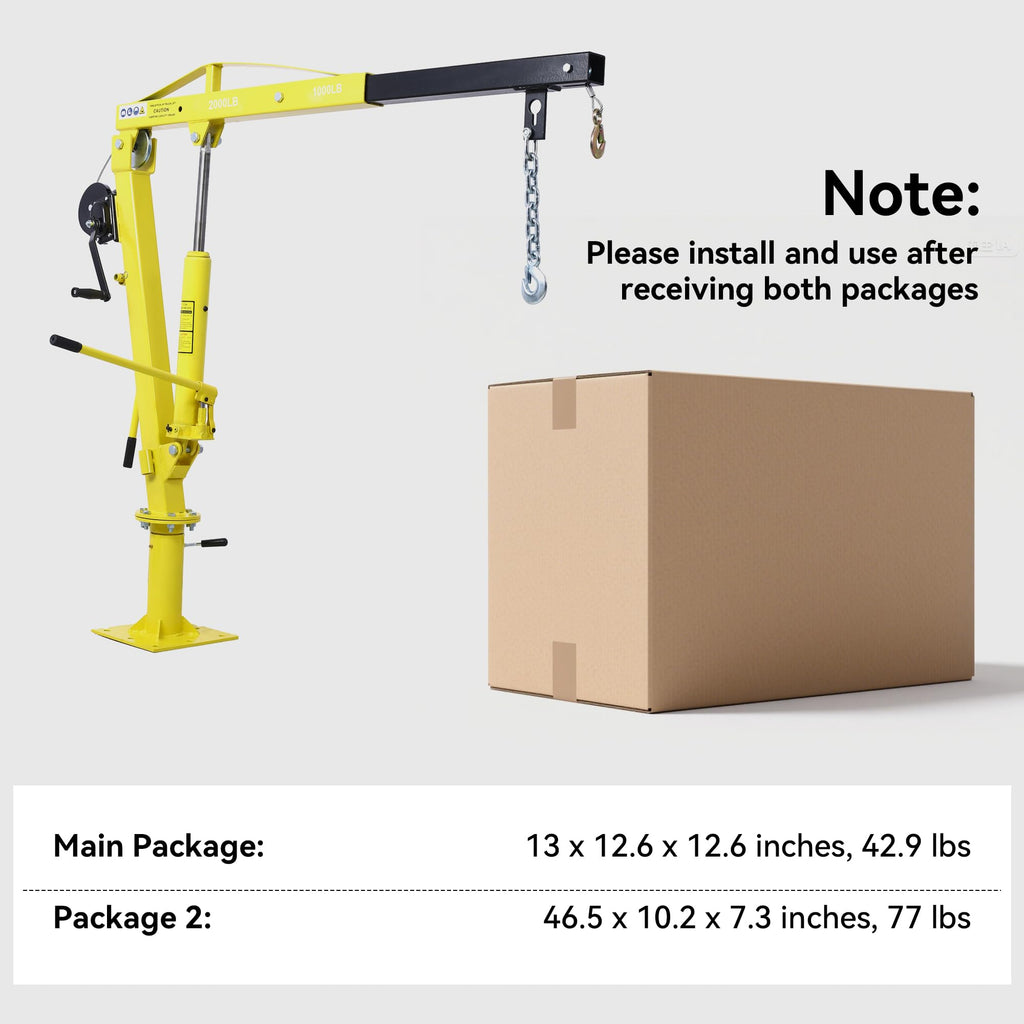 2000 lbs Folding Truck Crane with Hydraulic Winch I9860