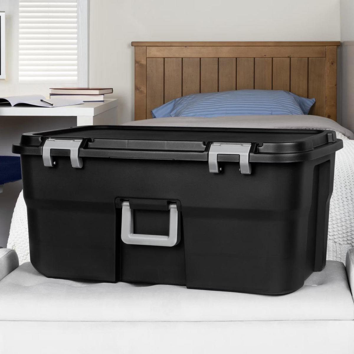 22 Gallon Black Wheeled Plastic Storage Trunk N9543
