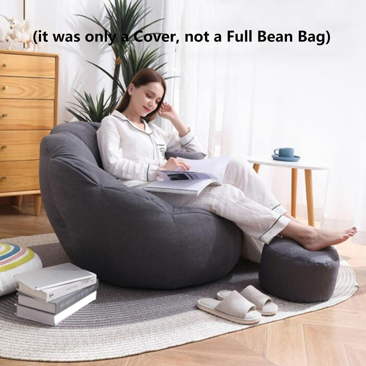 Soft Cotton Hemp Bean Bag Chair Cover White Gray Yellow S679549