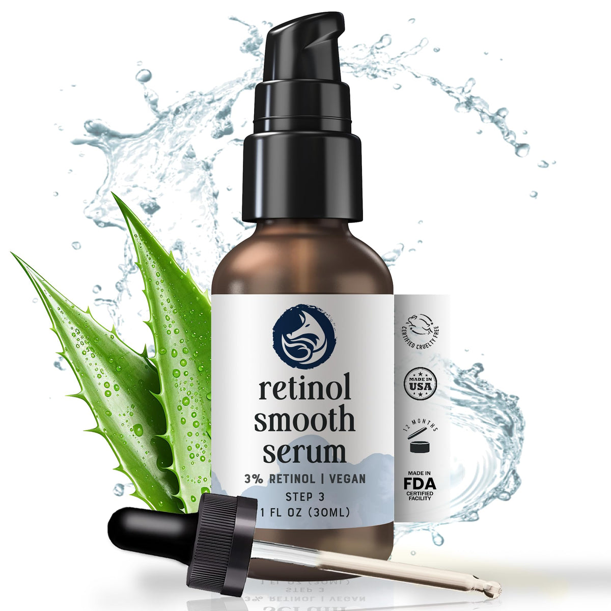 3% Retinol Anti Aging Night Serum with Hyaluronic Acid & Jojoba Oil 1oz A7517